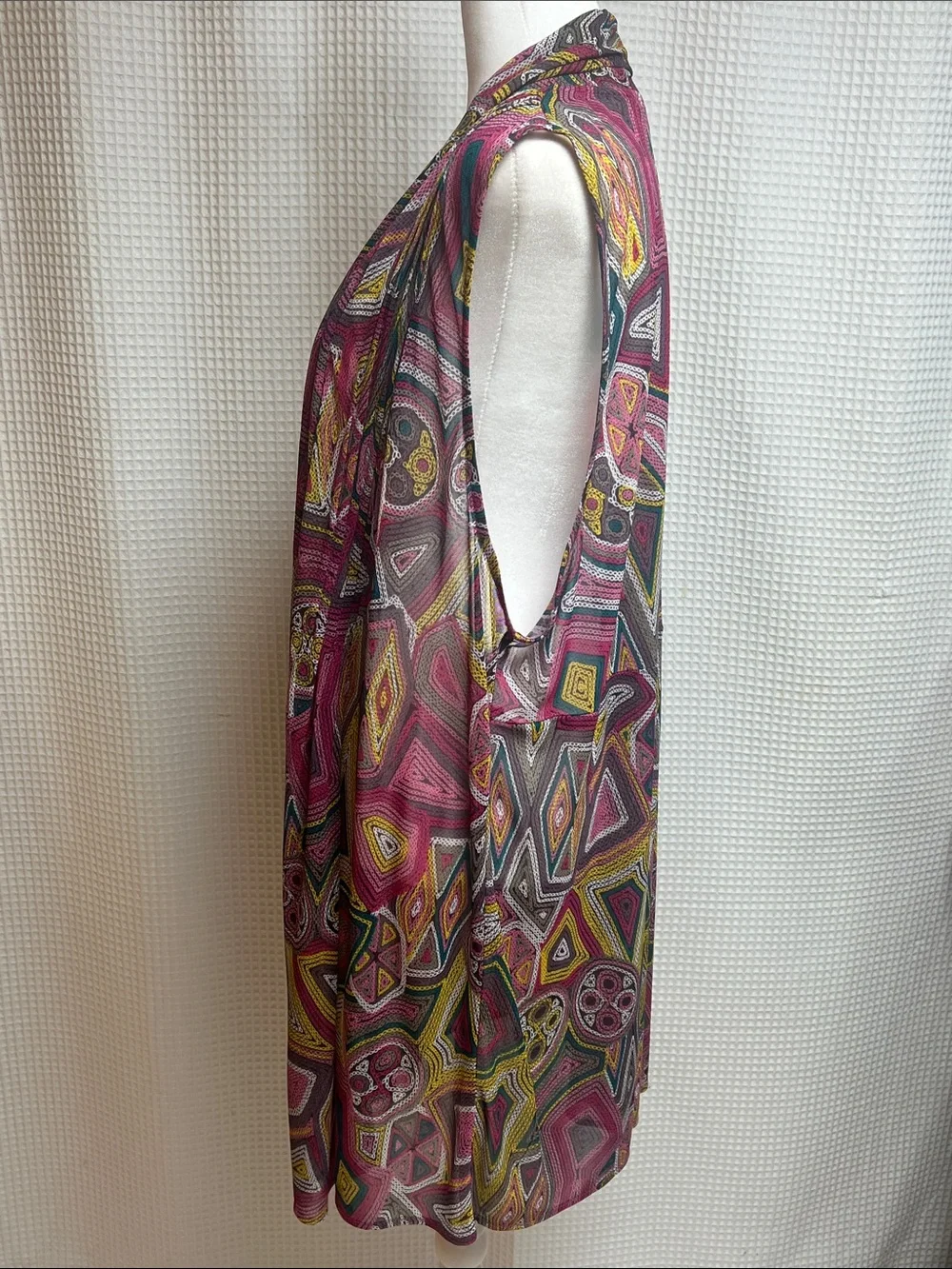 Susan Graver set of 3 open front sleeveless flowy chiffon colorful vests-1X